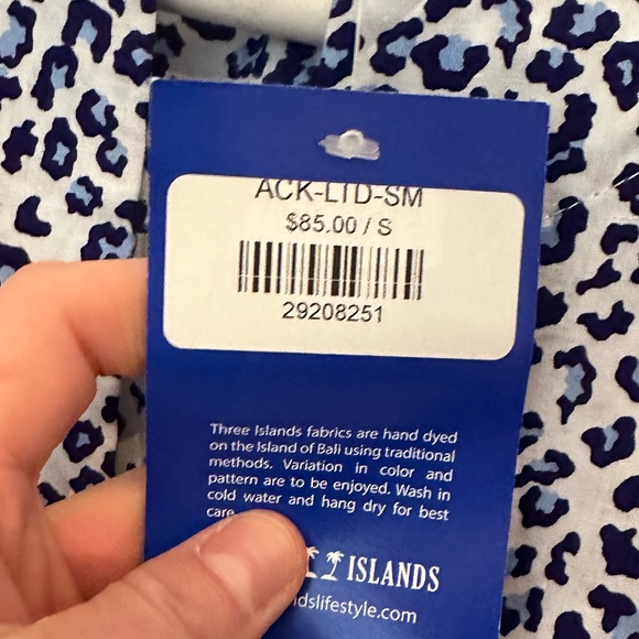 Three Islands summer dress in blue leopard NWT - Picture 8 of 8